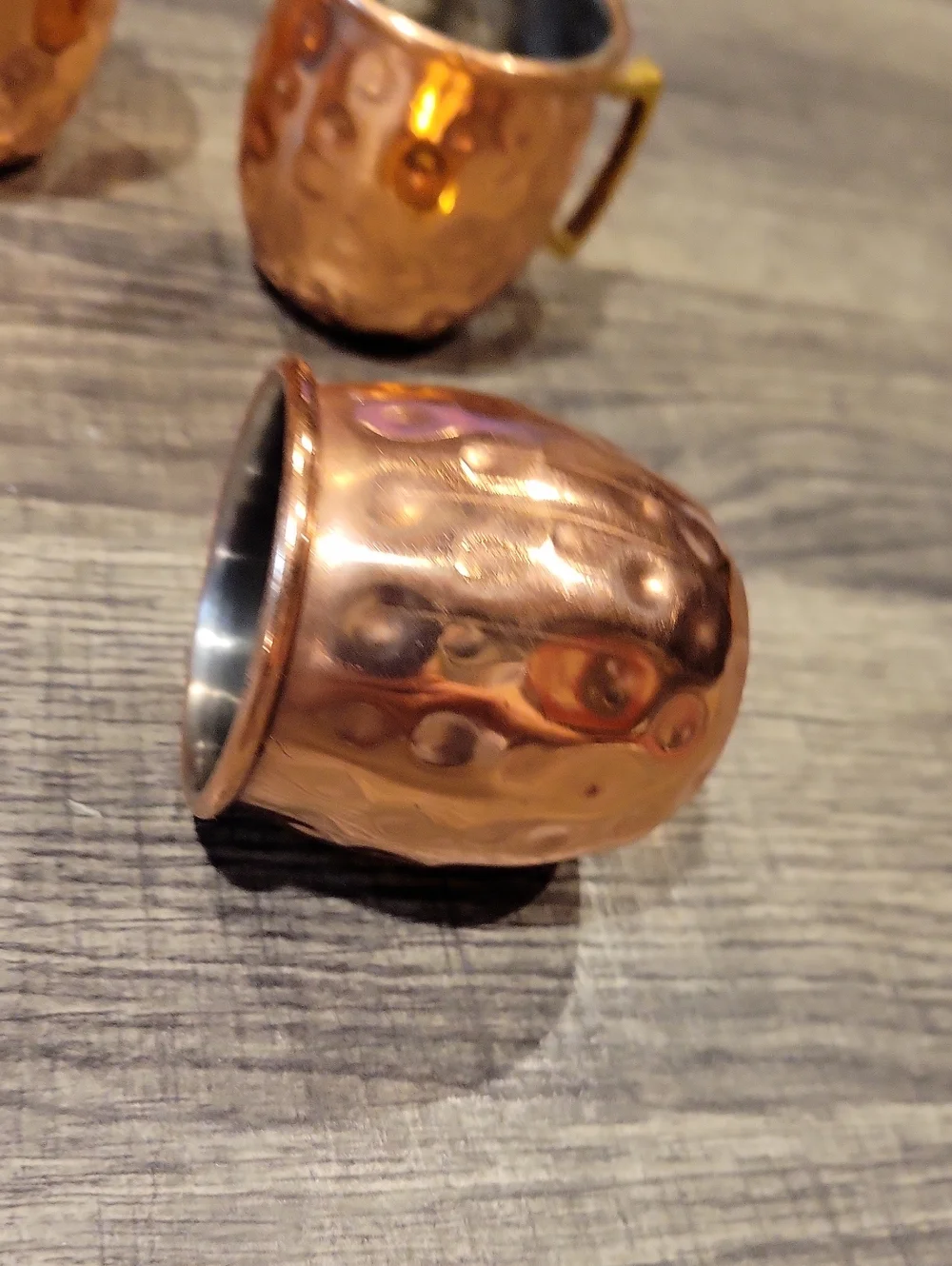 Copper Mule Shot Mugs,Mini Size,Hammered. Gorgeous! Set Of 4